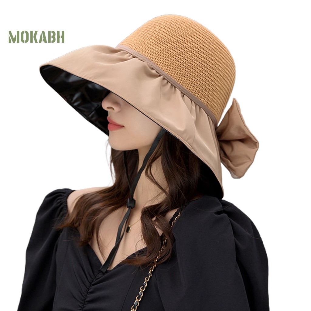 Nón Rộng Vành Bằng Vinyl Mềm Thoáng Khí Màu Tương Phản Thời Trang Đi Biển Mùa Hè Dành Cho Nữ