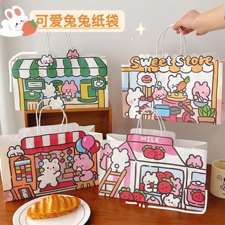  Túi Giấy Đựng Quà Đa Năng Cỡ Lớn In Hình Thỏ Dễ Thương