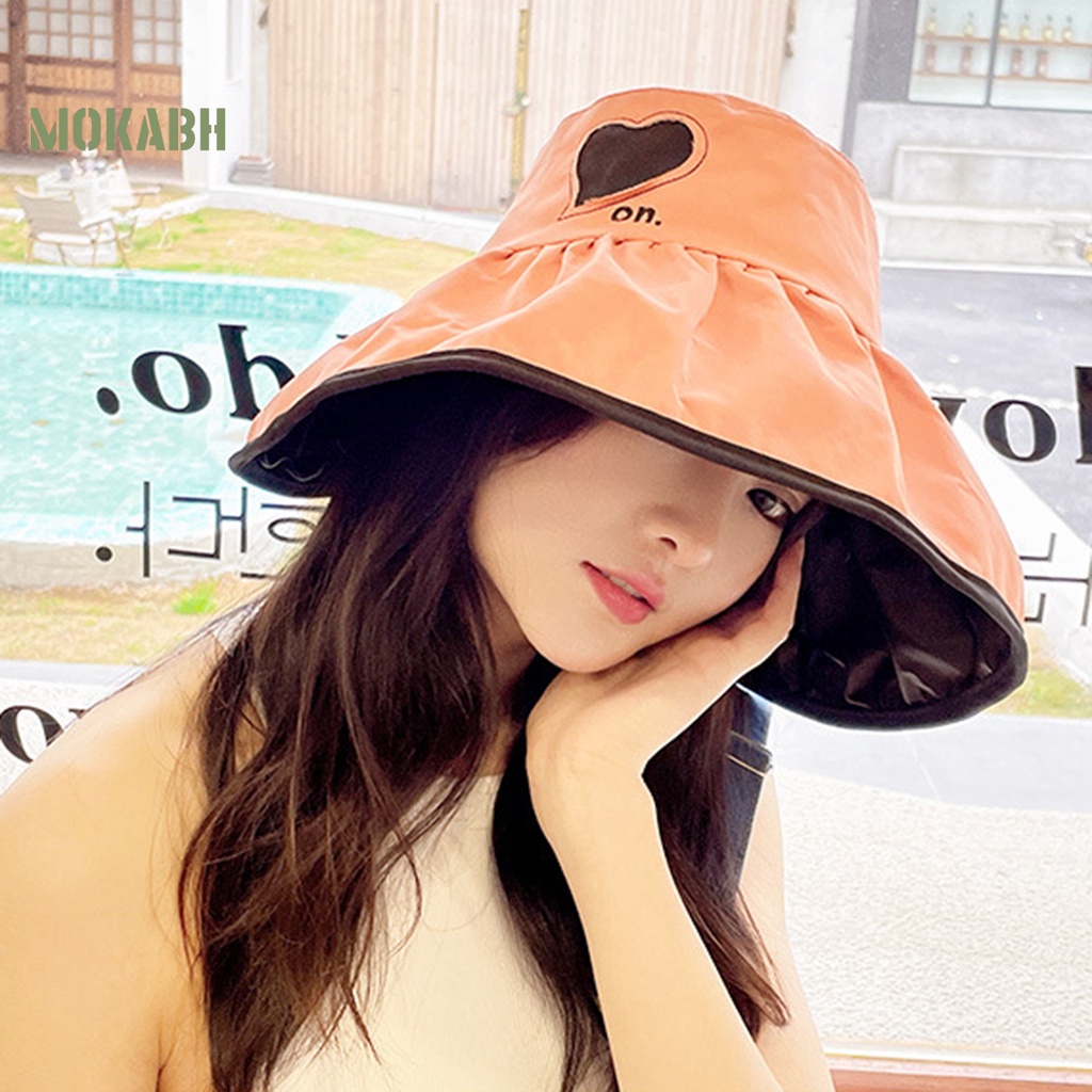 Nón Vành Rộng Chống Nắng Chống Gió Cố Định Trái Tim Màu Sắc Tương Phản Trọng Lượng Nhẹ Dành Cho Nữ