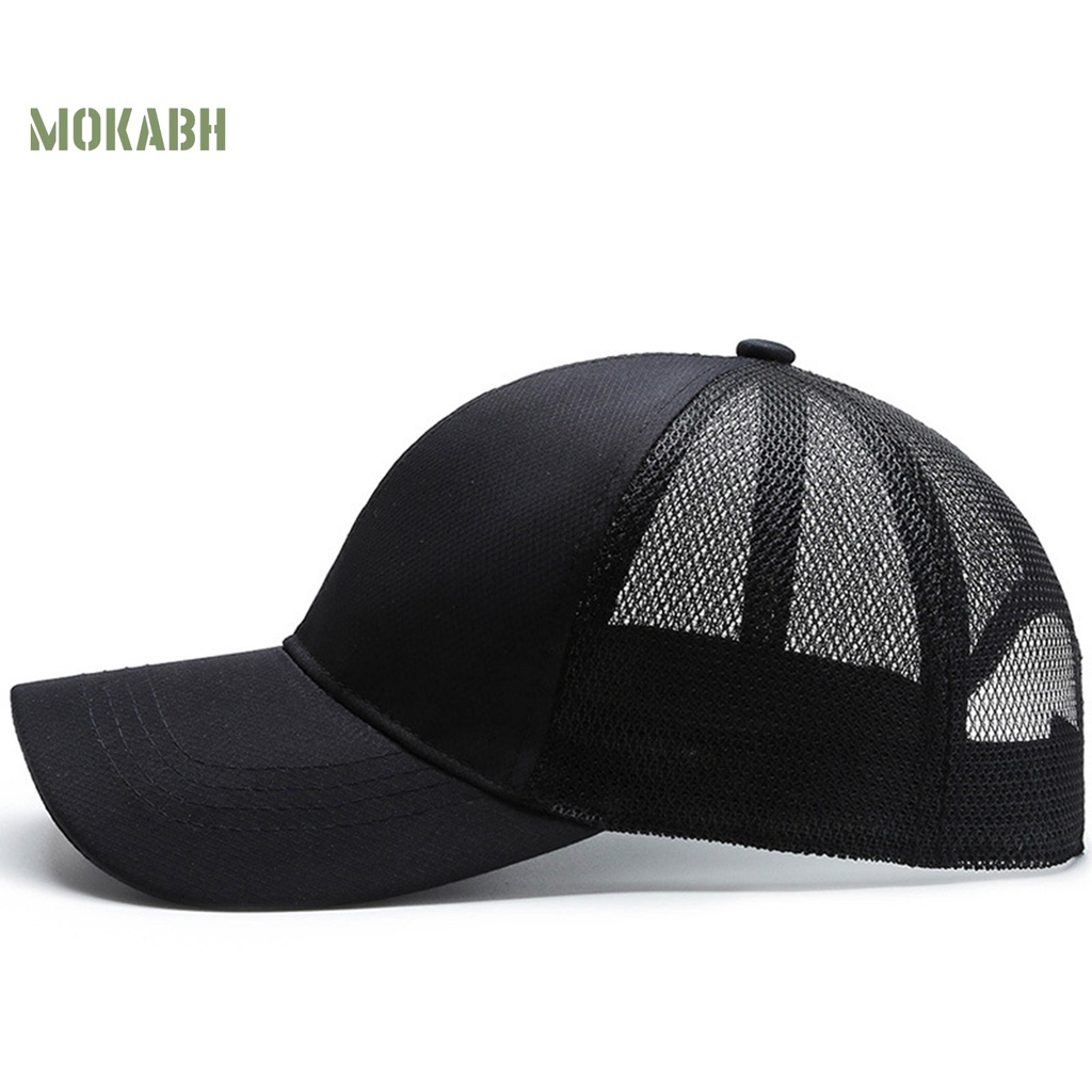 [Mok Abh] Mũ Lưỡi Trai Thể Thao Phối Lưới Màu Trơn Có Thể Điều Chỉnh Kích Thước