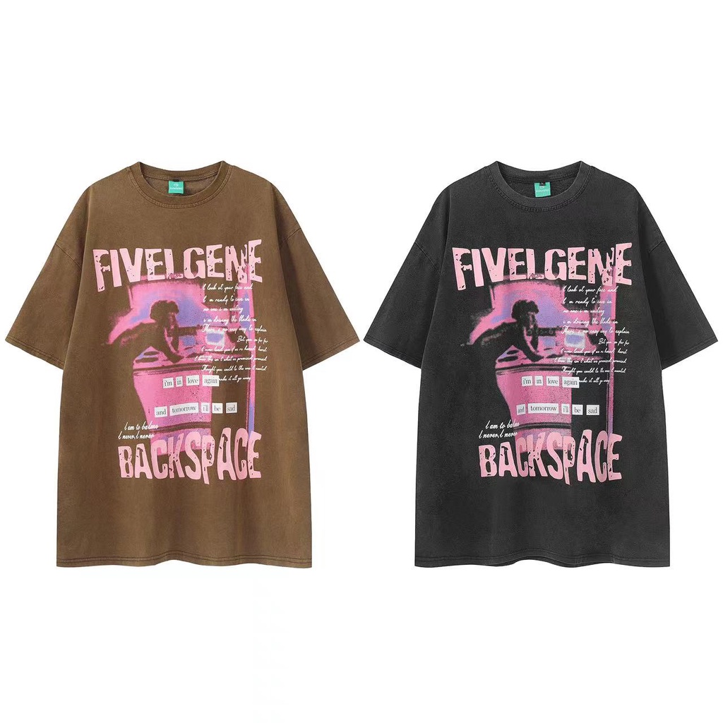 Áo Thun Cotton Tay Ngắn Dáng Rộng In Chữ GTGA Thời Trang Đường Phố Mỹ Mùa Hè Cho Nam Và Nữ