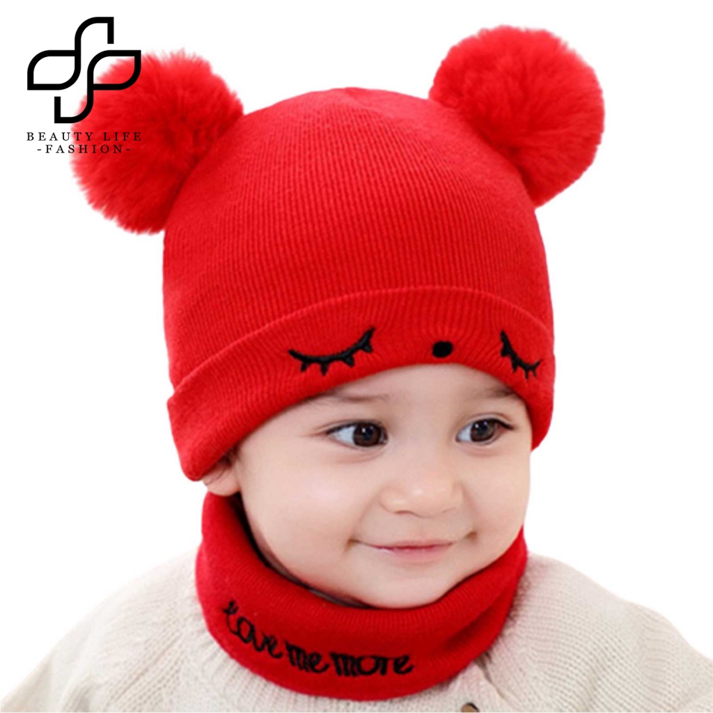 Bộ Nón Và Khăn Choàng Chống Gió Ấm Áp Dễ Thương Cho Bé