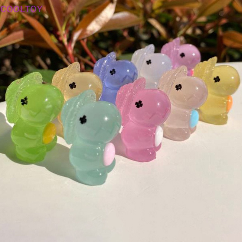 Cooltoy Set 2 Mô Hình Khủng Long Đội Mũ Rơm Mini Bằng Nhựa Resin Dạ Quang Trang Trí Bảng Điều Khiển