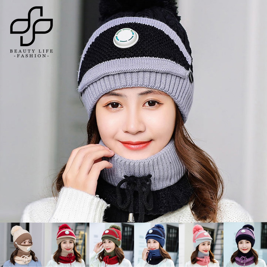 Mũ Len Che Phủ Mặt Giữ Ấm Mùa Đông Dành Cho Nữ