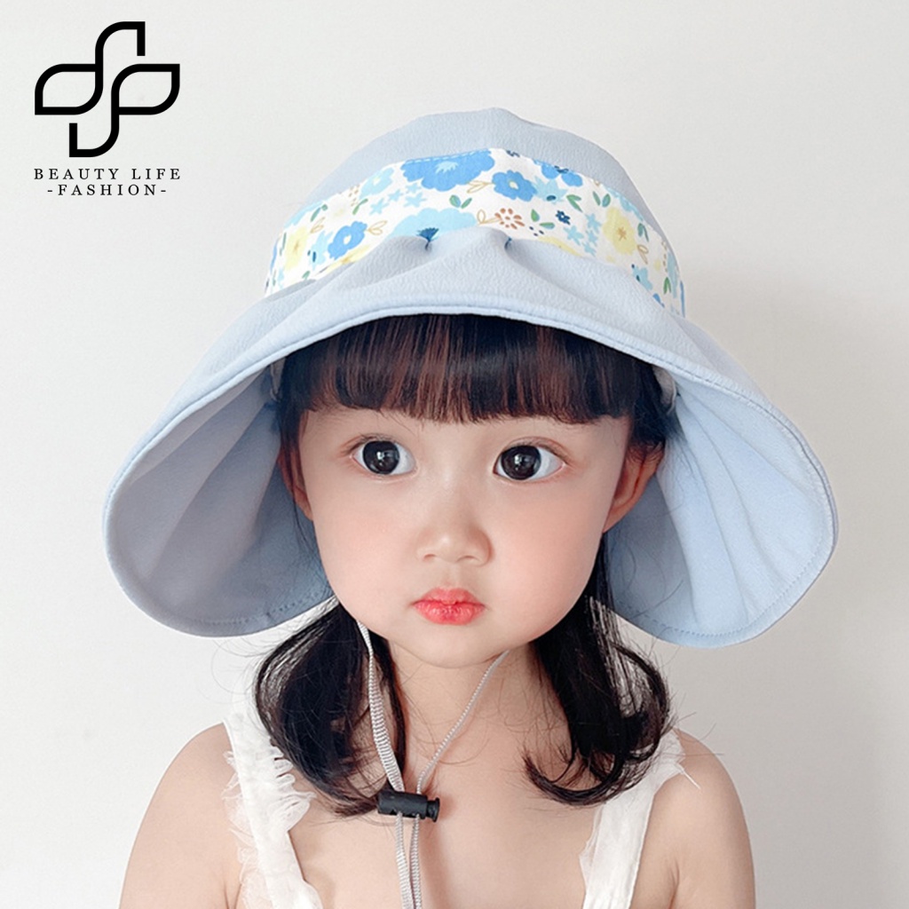 Nón Tai Bèo Vành Rộng Chống Tia UV In Họa Tiết Hoa Hoạt Hình Dễ Thương Thời Trang Mùa Hè Cho Bé