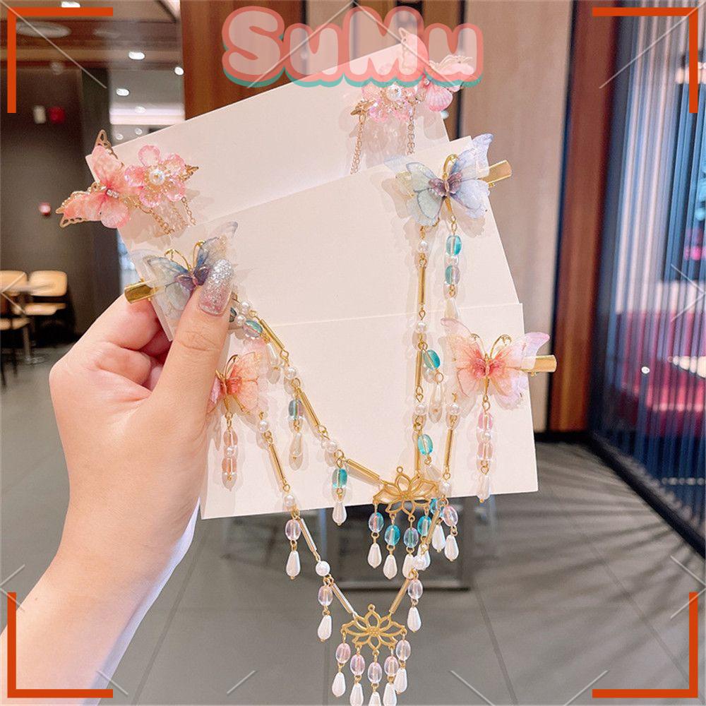 Bộ 2 Kẹp Tóc Họa Tiết Bươm Bướm / Bông Hoa Xinh Xắn Cho Nữ