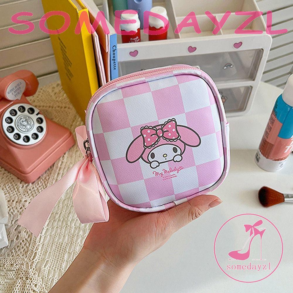 Túi Đựng Mỹ Phẩm Son Môi Kuromi Bằng Da PU Có Khóa Kéo Tiện Dụng