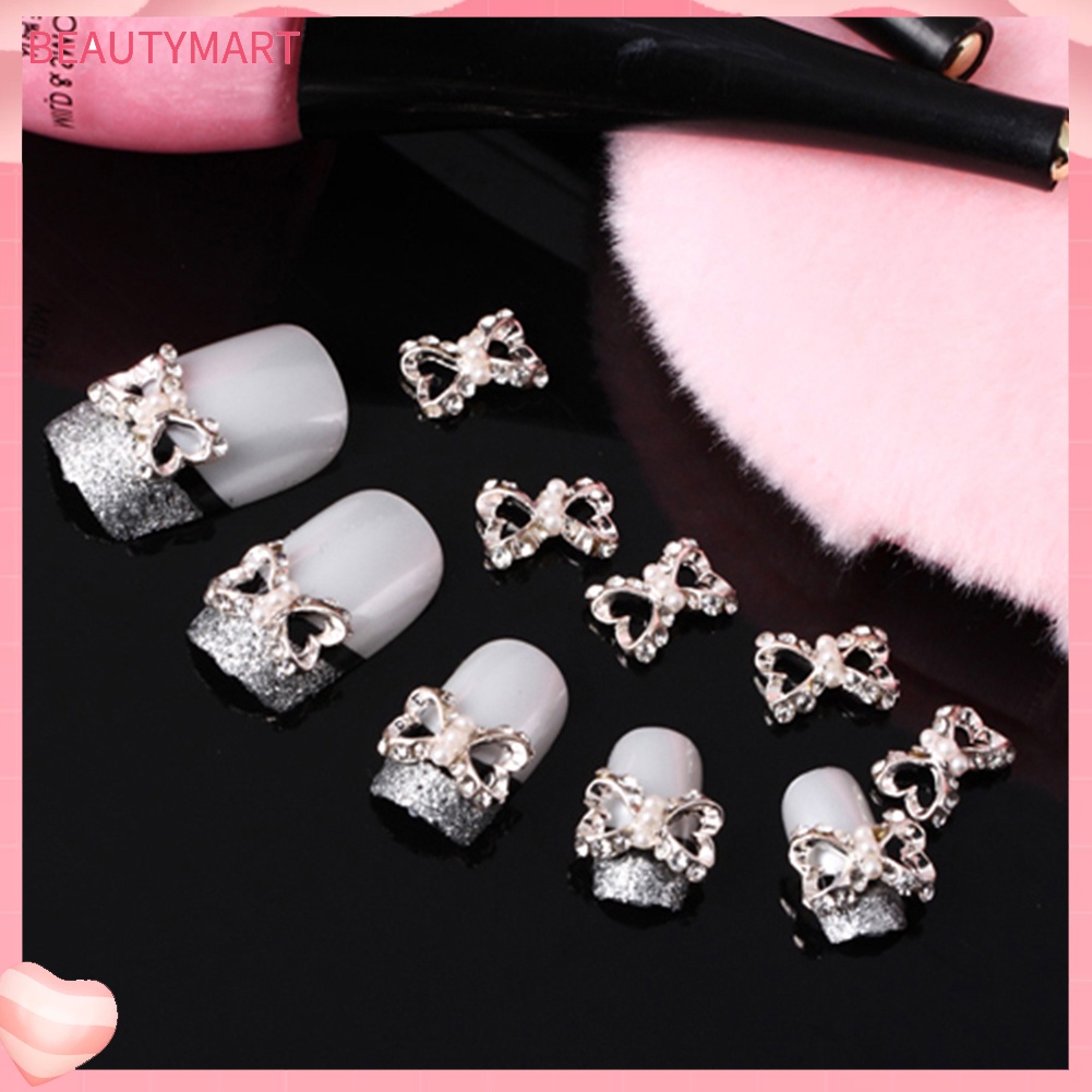 Bộ 10 Miếng Dán Trang Trí Móng Tay Hình Nơ Đính Đá Lấp Lánh DIY