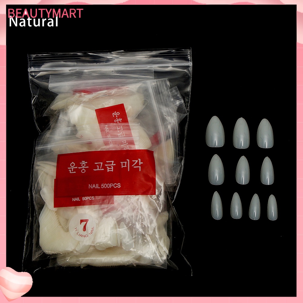 Bộ 500 Móng Tay Giả Hình Oval Đầu Nhọn Độc Đáo