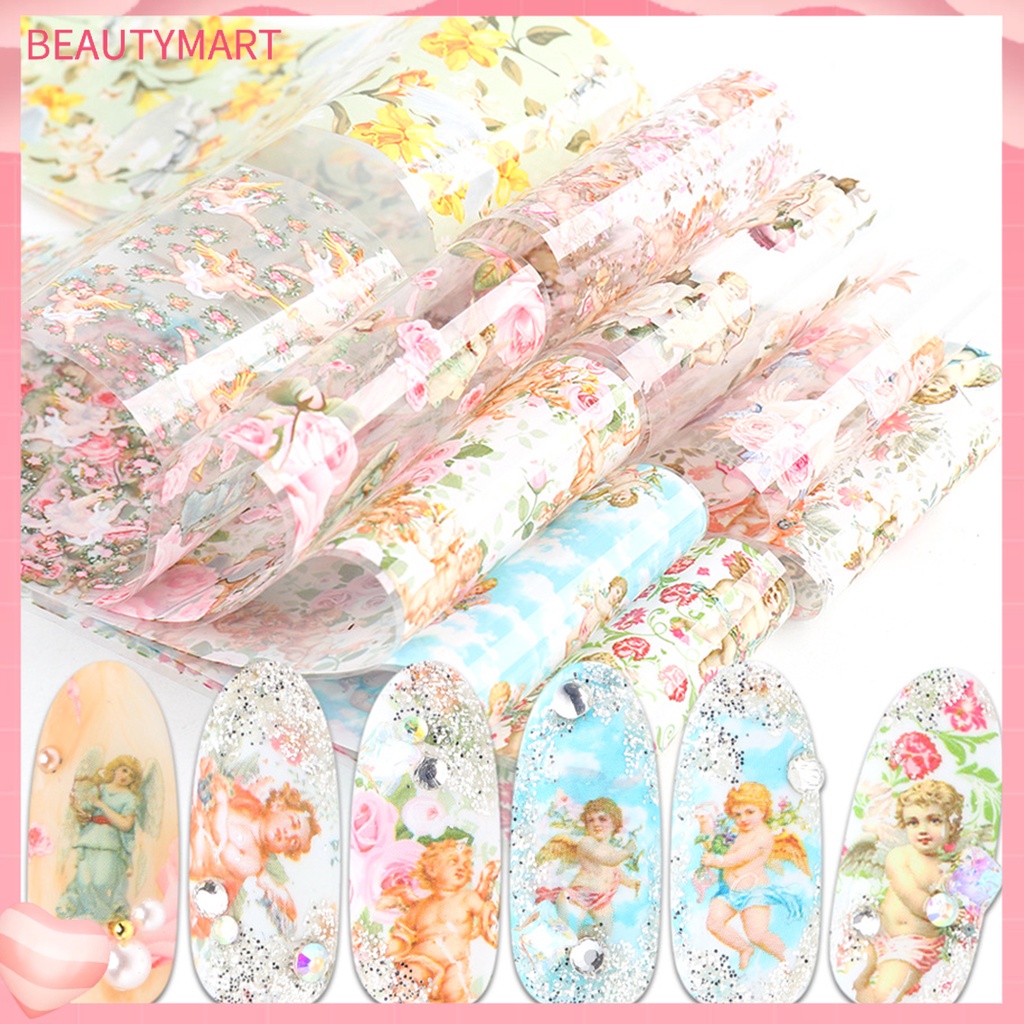 Set 10 Miếng Dán Móng Tay DIY Họa Tiết Thần Cupid Lâu Trôi Cho Nữ