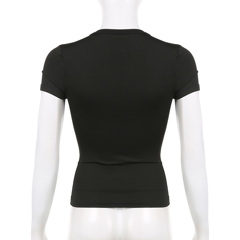 Áo Thun Tay Ngắn Cổ Tròn Màu Trơn Dáng Ôm Thời Trang 2023 Cho Nữ