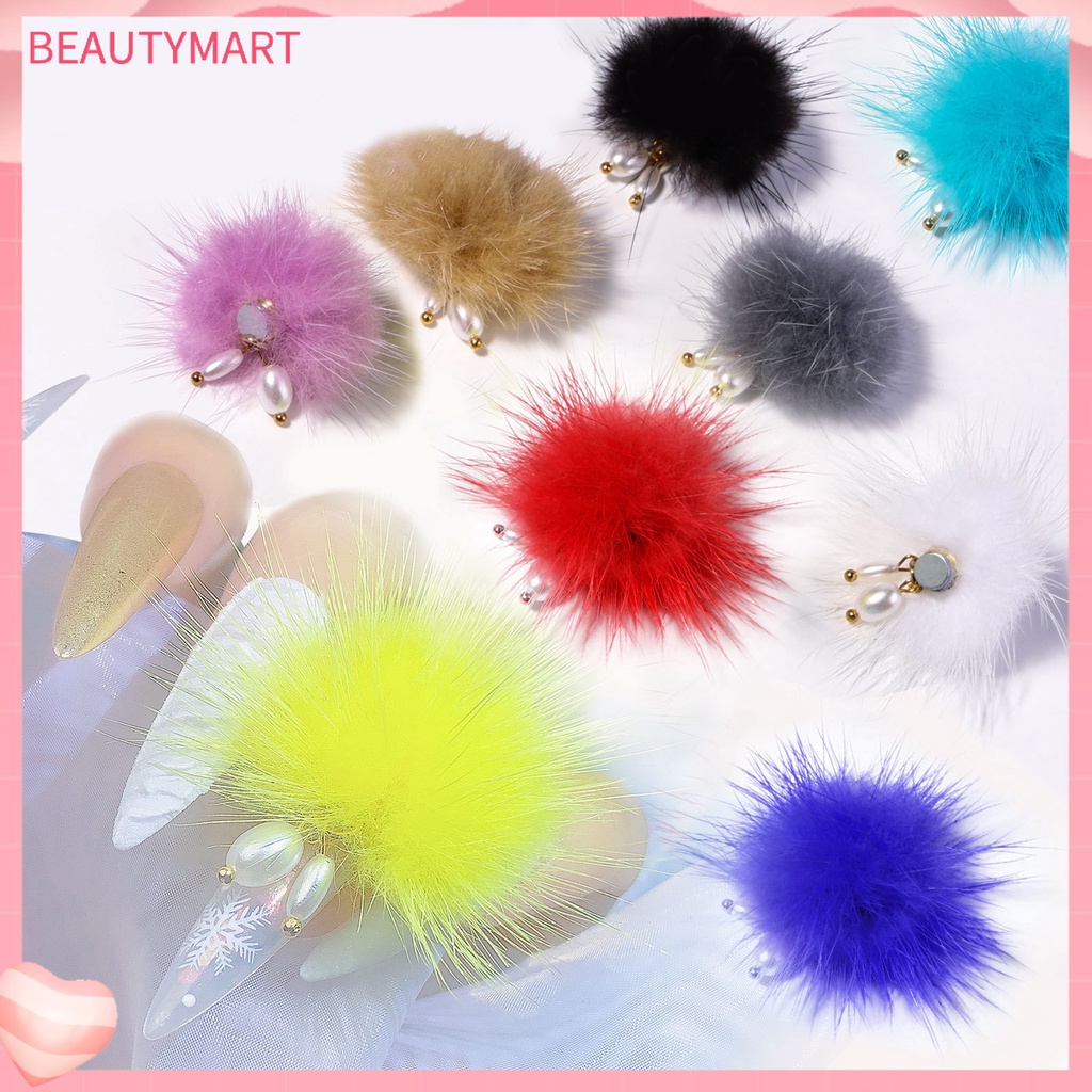 Bộ Móng Tay Giả Đính Ngọc Trai Và Quả Bông 3D Trang Trí Móng Nghệ Thuật DIY