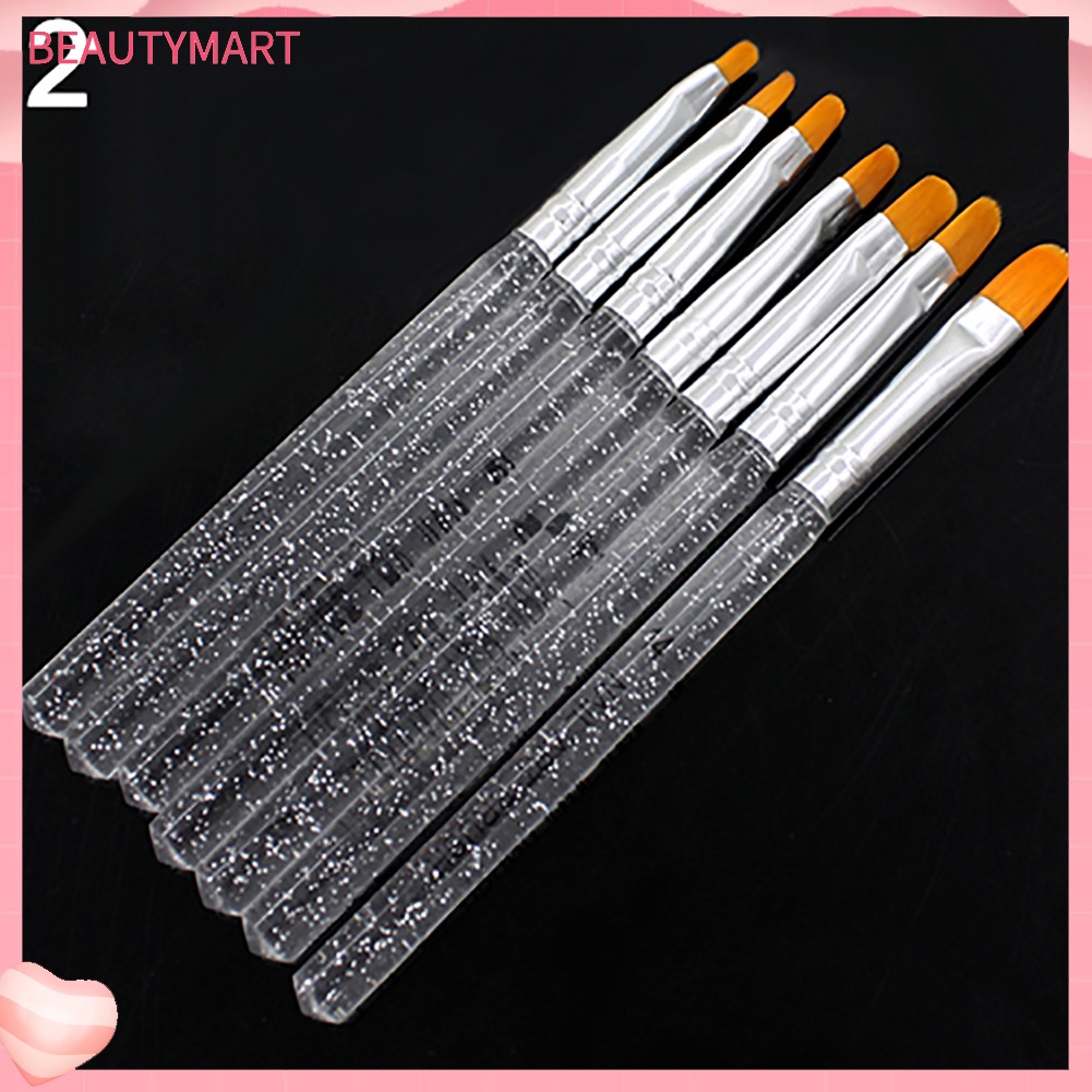 Set 7 Cọ Vẽ Móng Tay Đầu Pha Lê Giả Trong Suốt Bằng Thép Không Gỉ