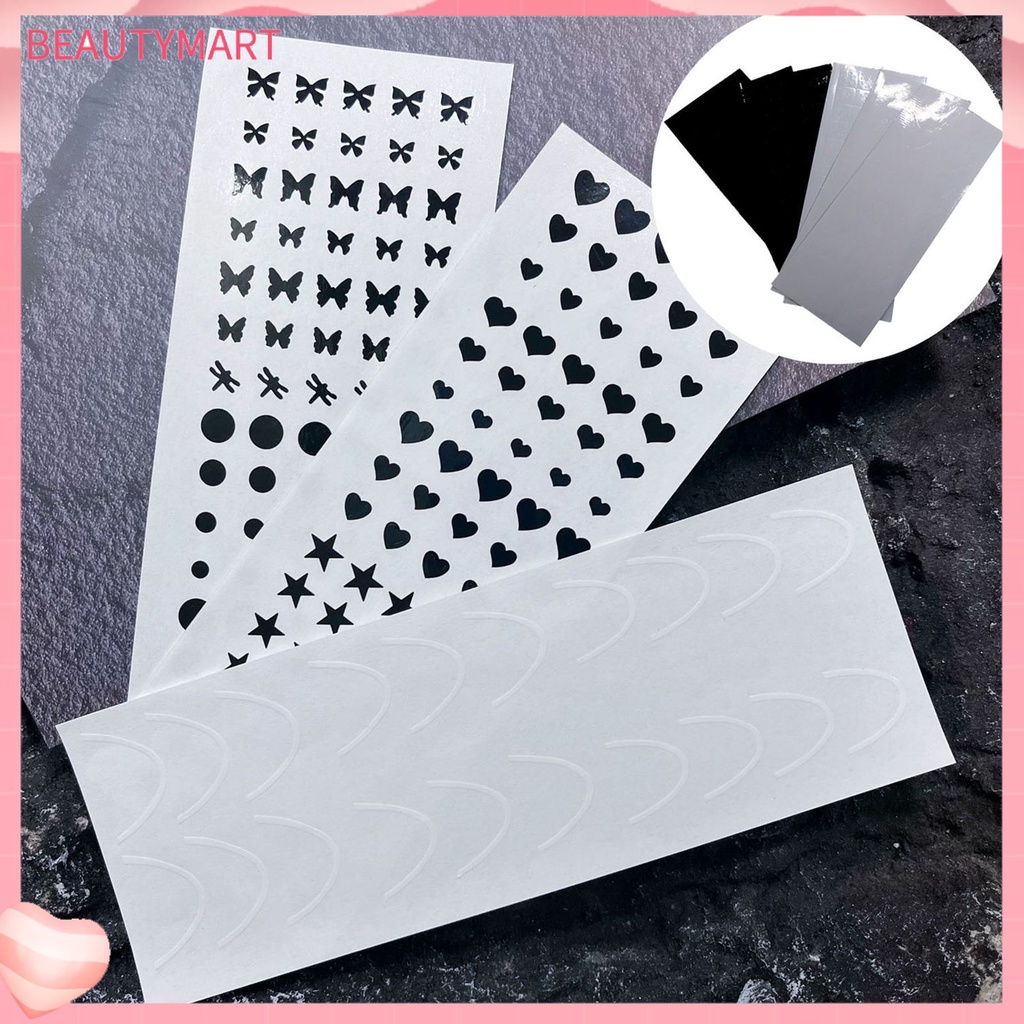 Bộ 7 Khuôn Dán Trang Trí Móng Tay Hình Trái Tim / Ngôi Sao / Bươm Bướm Xinh Xắn