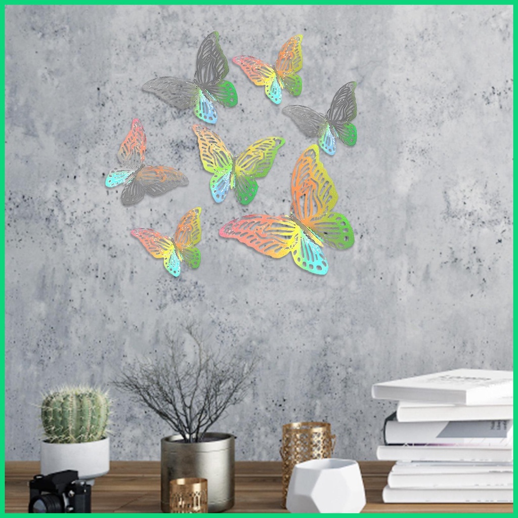 Set 12 Miếng Dán Tường Hình Bướm 3D Nhiều Màu Sắc Có Thể Tháo Rời