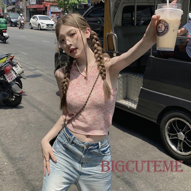 Áo Croptop Hai Dây Ôm Dáng Họa Tiết Kẻ Sọc Nhiều Màu Thời Trang Mùa Hè Cho Nữ