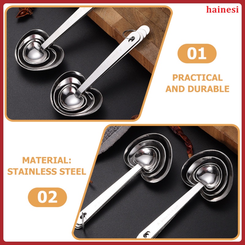 Bộ 2 Muỗng Đo Lường Bằng Thép Không Gỉ Hình Trái Tim