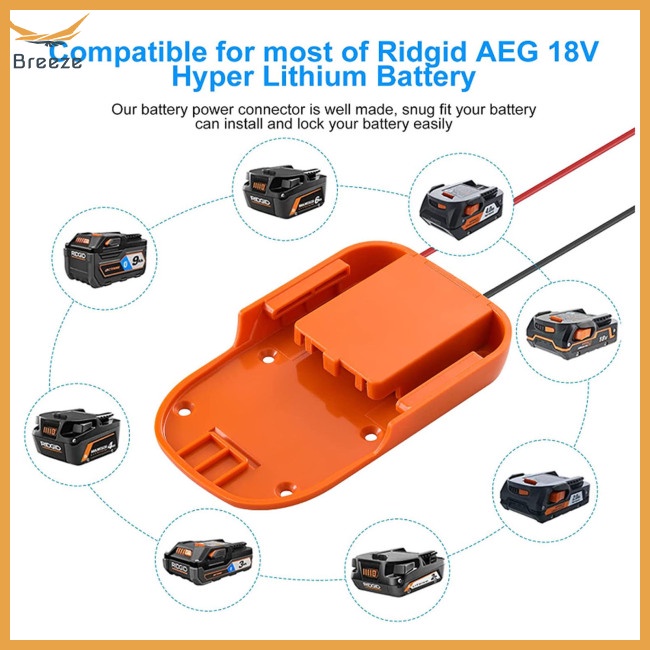 Bộ Chuyển Đổi Bánh Xe Chạy Pin Ridgid / Aeg 18v Kèm Giá Đỡ Cầu Chì Tiện Dụng
