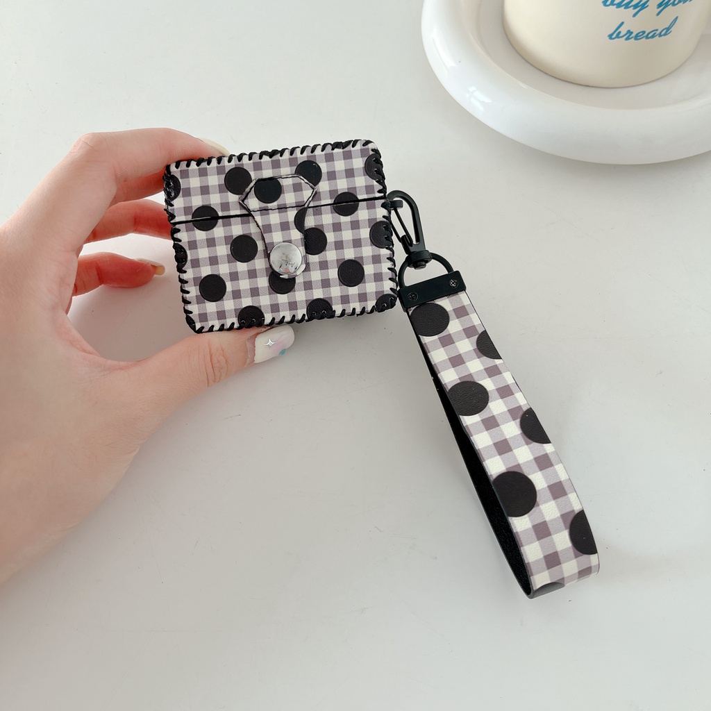 Vỏ Bảo Vệ Hộp Sạc Tai Nghe AirPods 1 2 3 Pro2 2022 Kết Cấu Da PU Họa Tiết Kẻ Sọc Sang Trọng Kèm Dây Đeo Tiện Dụng