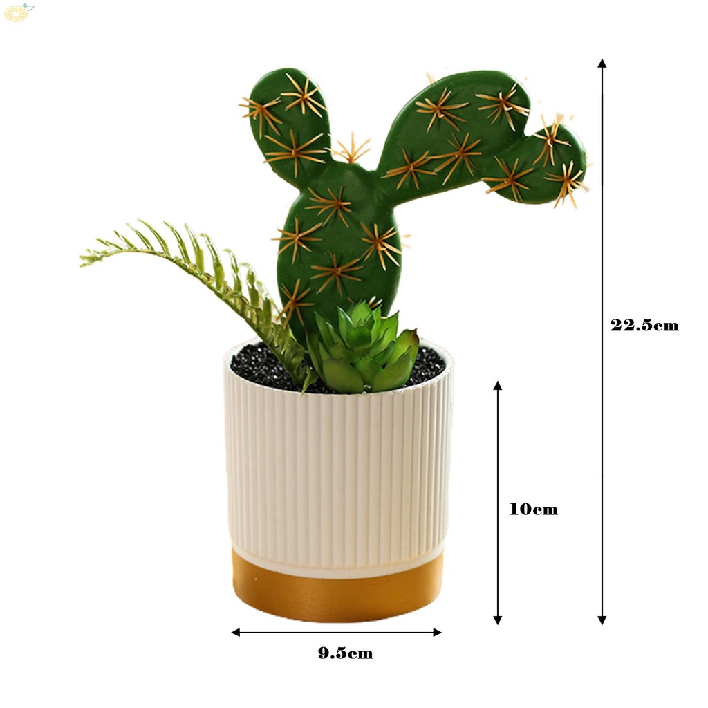 【VARSTR】Artificial Plants Artificial Cactus Fake Green Plants Plastic With Pots