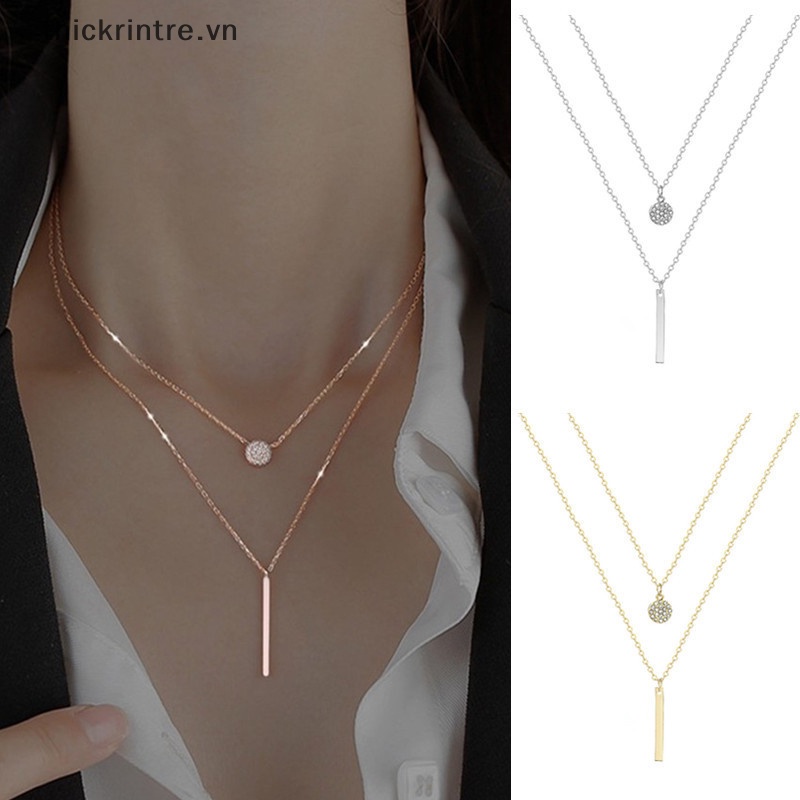 Vòng cổ Hai Lớp Dáng Dài Mặt Tròn Phong Cách Âu Mỹ Thời Trang Cho Nữ