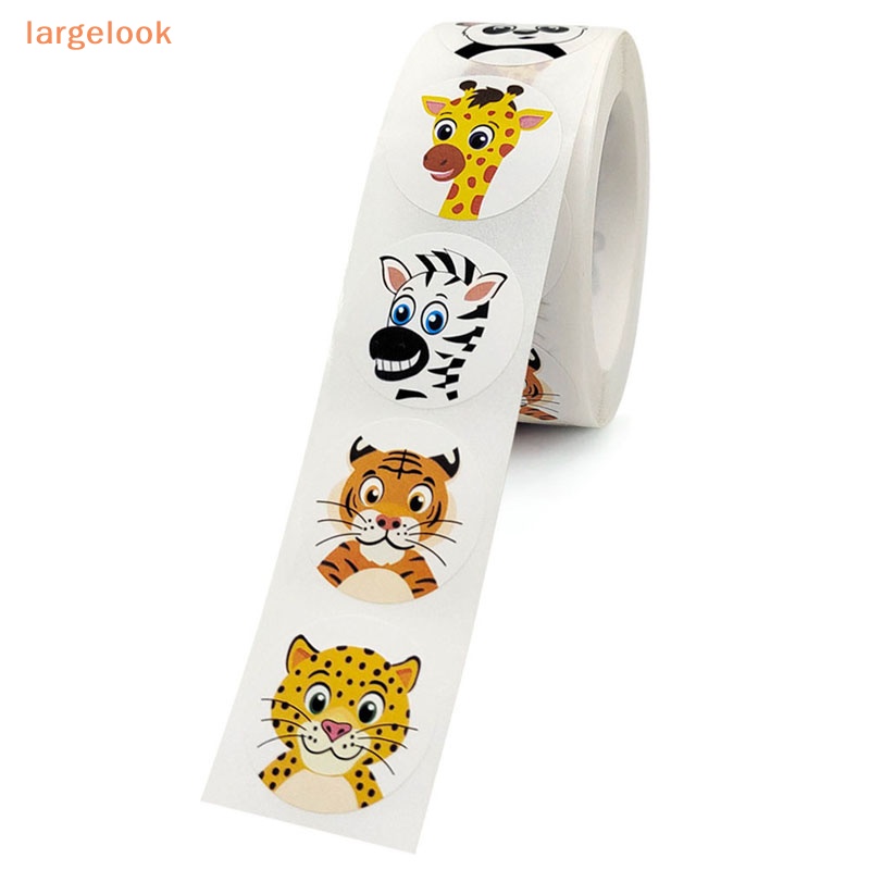 Cuộn 500 Nhãn Dán Họa Tiết Hoạt Hình Động Vật Trang Trí Quà Tặng Cho Bé Diy