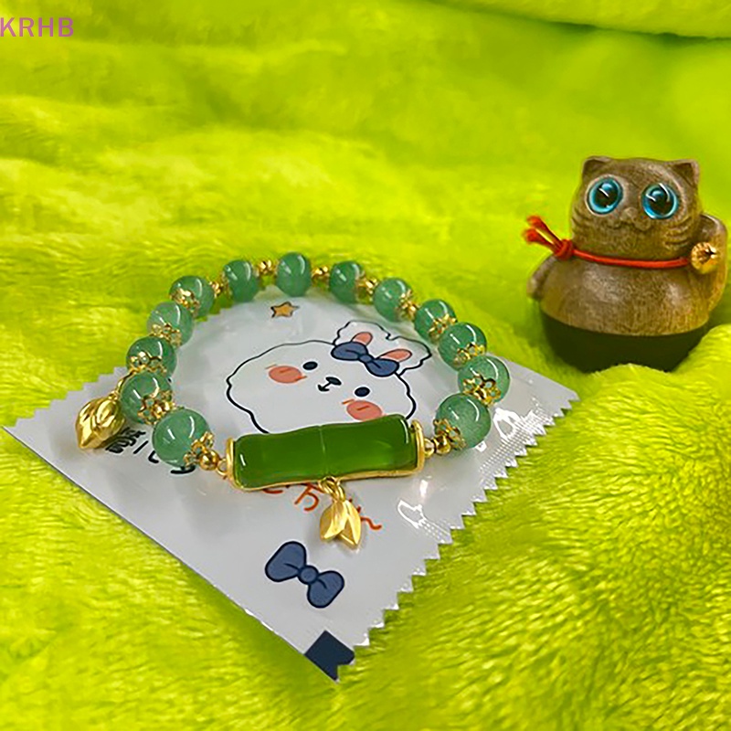 Vòng Tay Hạt Đá Ngọc Bích Nhân Tạo May Mắn Phong Cách Vintage Cho Nữ Mới