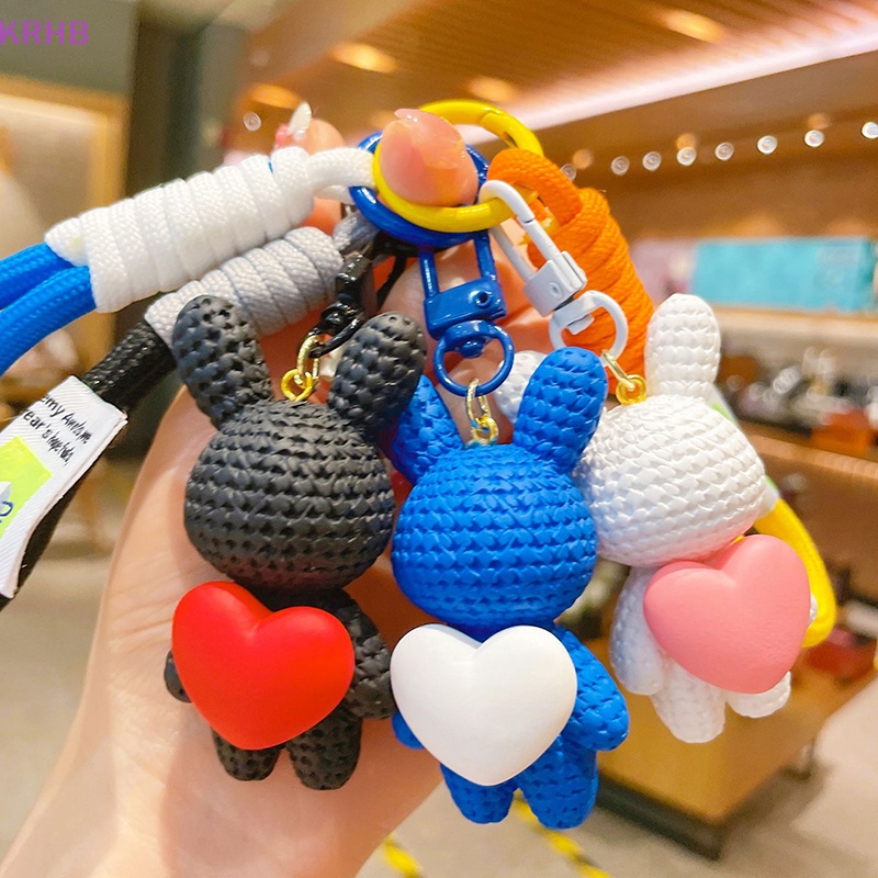 Móc Chìa Khóa Bằng Nhựa Resin Hình Thỏ Màu Đào Dễ Thương Mới