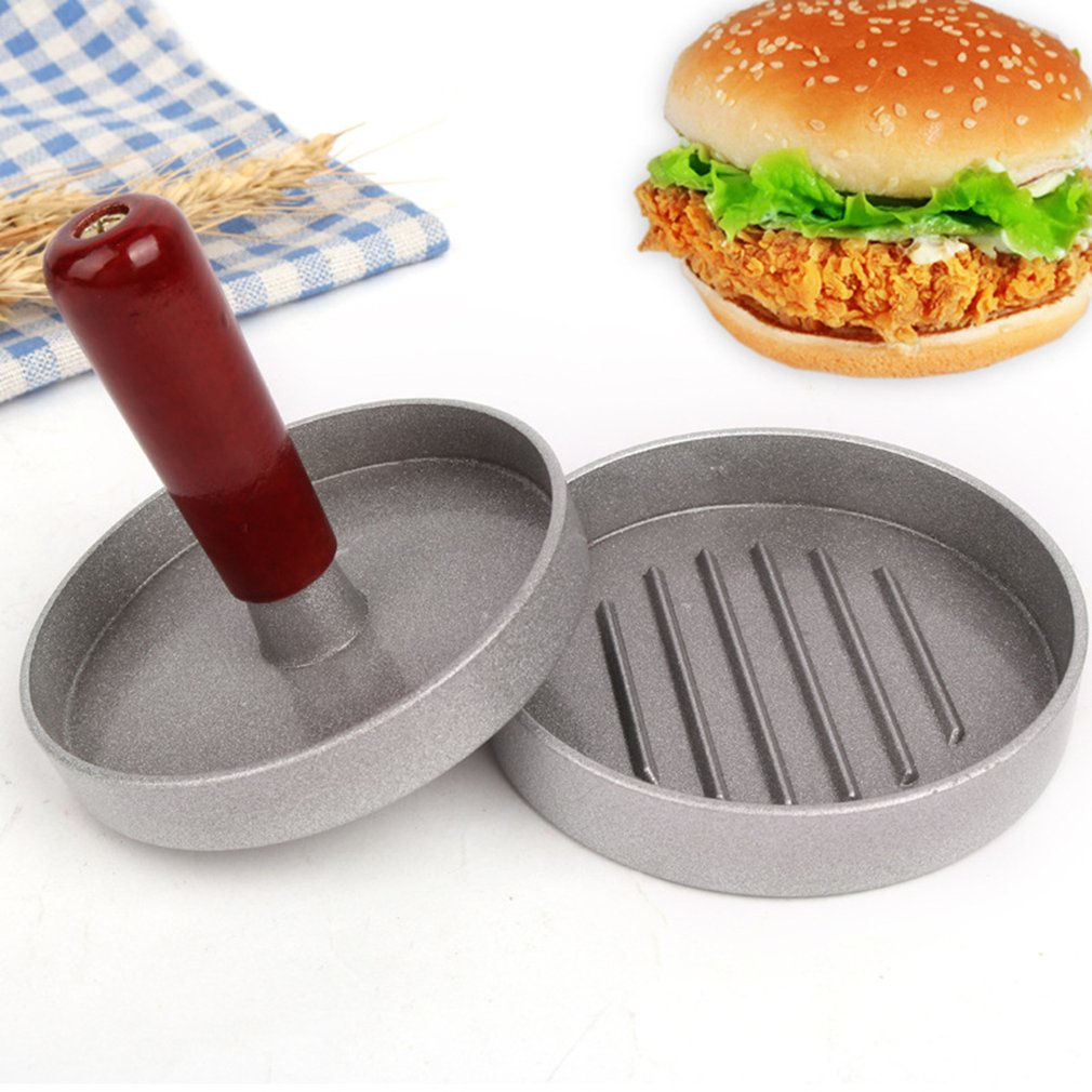 =Christmas=Aluminum Alloy Round DIY Mold Burger Meat Press Hamburger With Plastic Handle