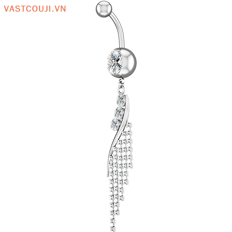Khuyên RốN HìNh Chữ S ĐíNh Zircon BằNg ThéP Không Gỉ