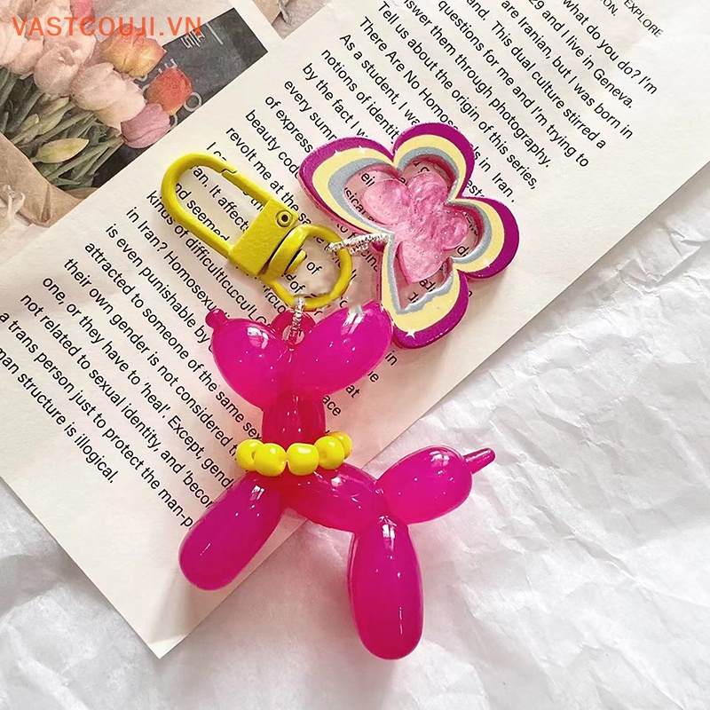 Móc Khóa Hình Chú Chó / Bướm Màu Kẹo Ngọt Bằng Acrylic Dễ Thương