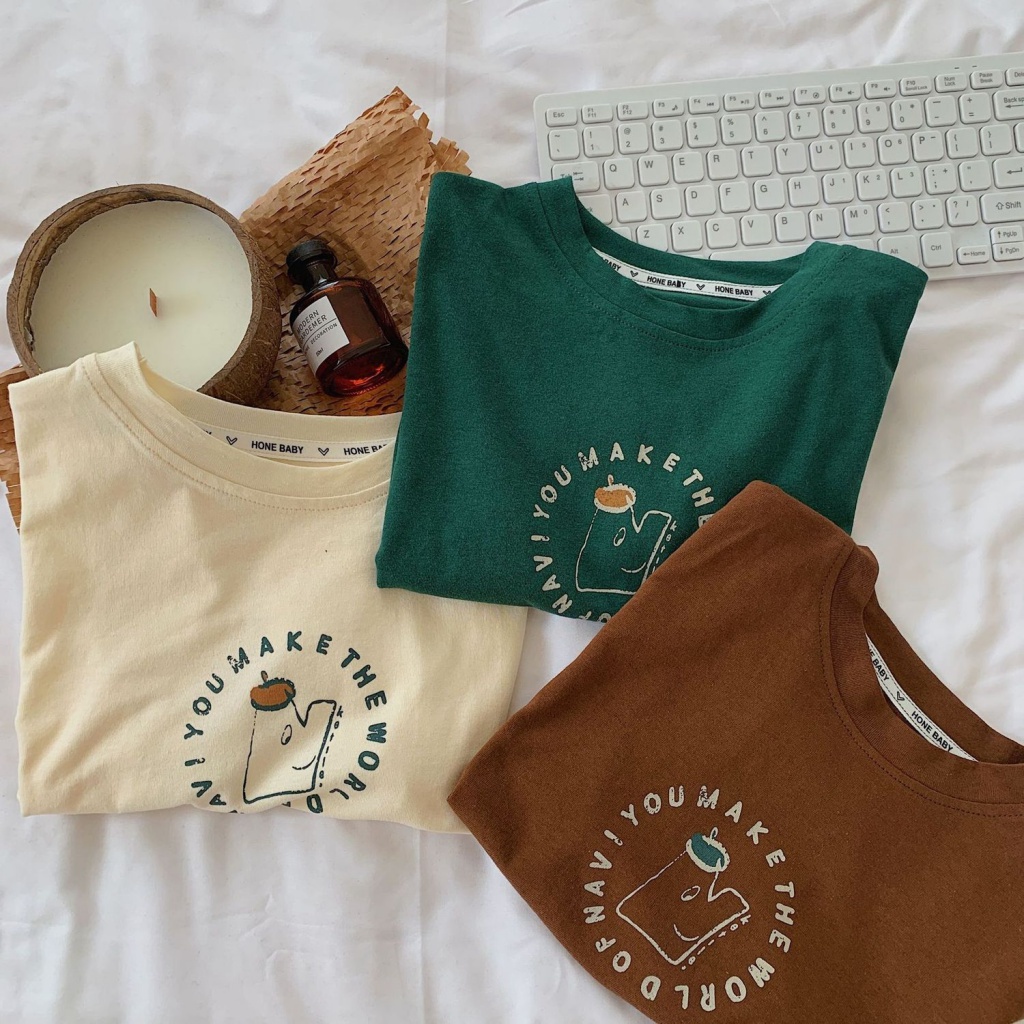 MNGRL Áo Thun Cotton Mỏng Tay Ngắn Màu Trơn Phong Cách Hàn Quốc Thời Trang Mùa Hè Cho Bé Gái Bé Trai