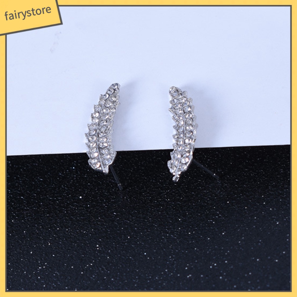 1 Đôi Bông Tai Hình Chiếc Lá Đính Đá Zircon Lấp Lánh Dành Cho Nữ