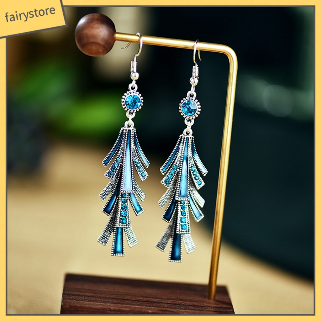 1 Đôi Bông Tai Tua Rua Bằng Hợp Kim Phong Cách Trung Hoa Dành Cho Nữ