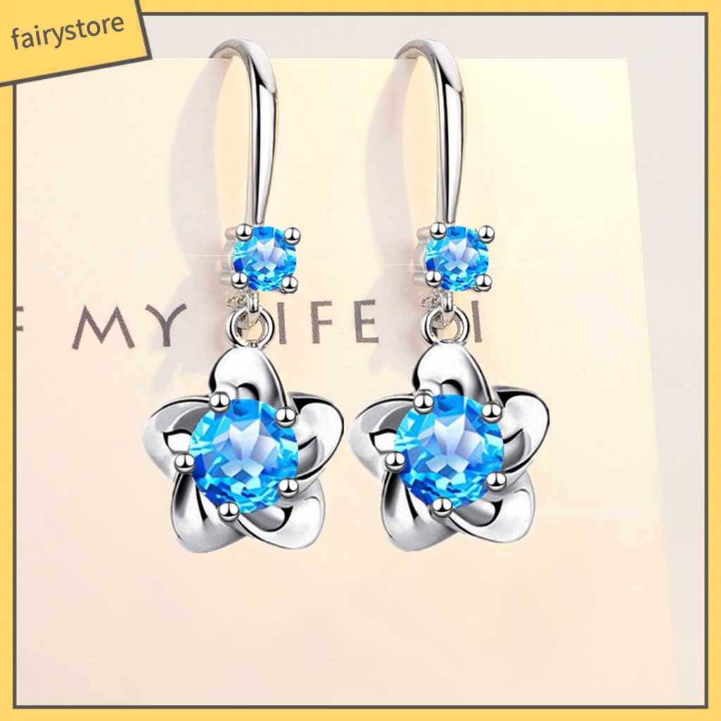 1 Đôi Bông Tai Hình Hoa Đính Đá Lấp Lánh Dành Cho Nữ