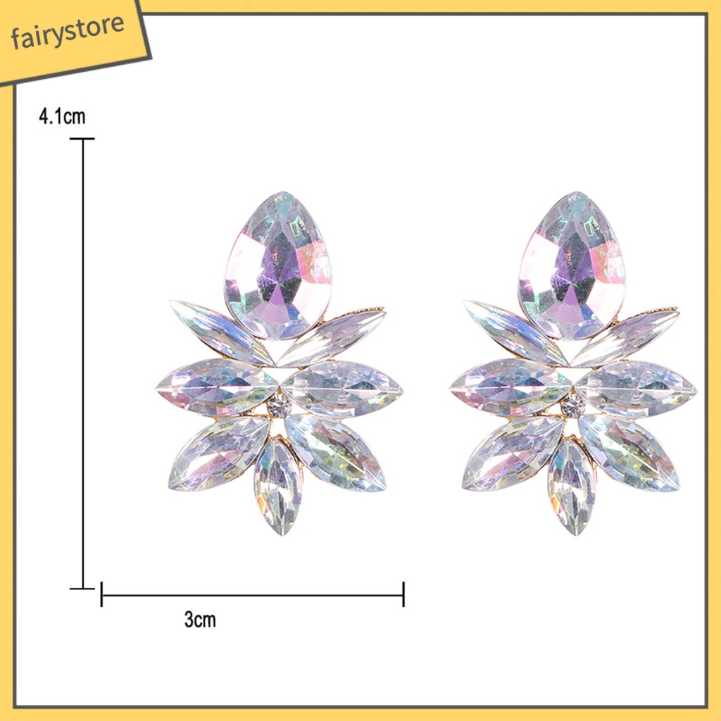 1 Đôi Bông Tai Hợp Kim Hình Giọt Nước Đính Đá Sang Trọng