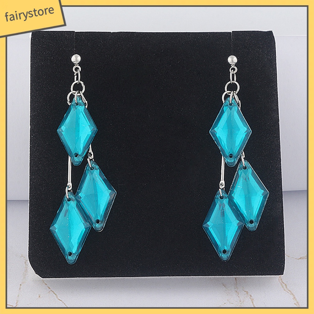 Bông Tai Dạng Kẹp Hình Học Bằng Acrylic Màu Xanh Dương Thời Trang Cho Nữ