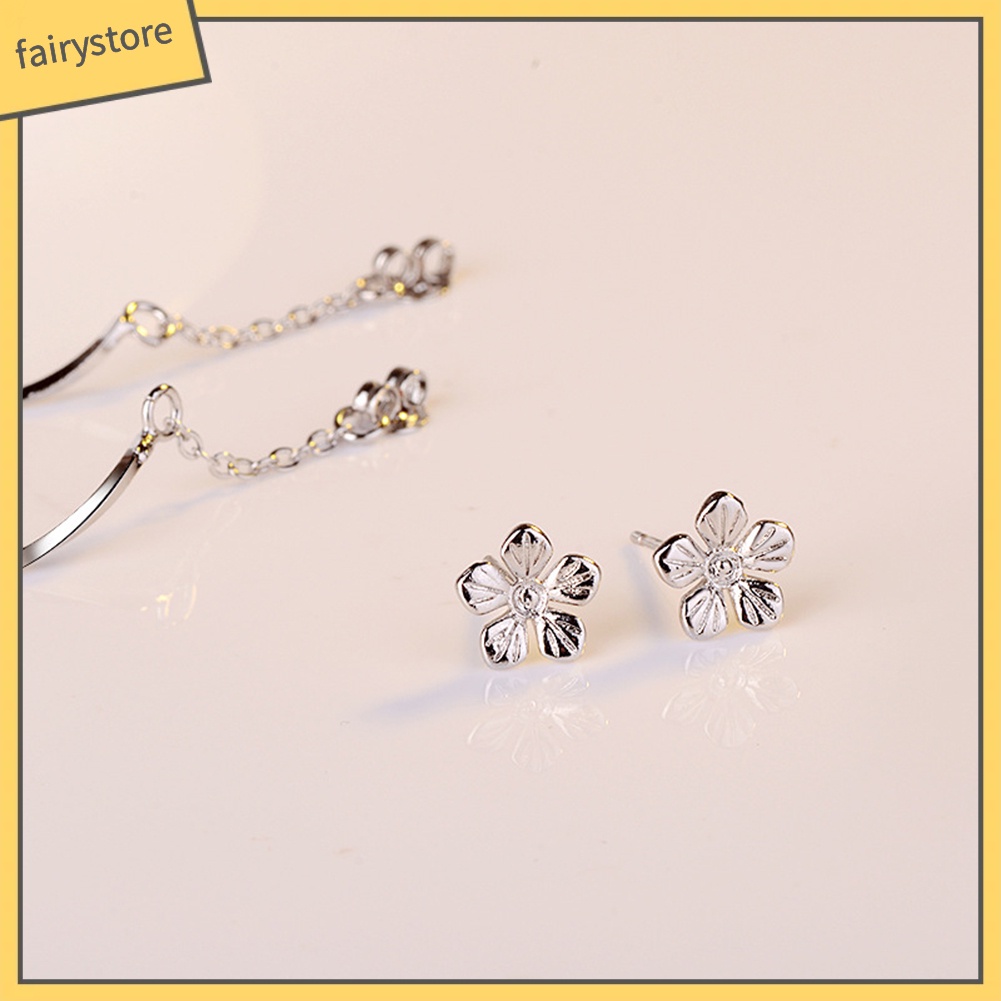 Bông Tai Chuỗi Dài Hình Hoa Tua Rua Gợn Sóng Thời Trang Cho Nữ