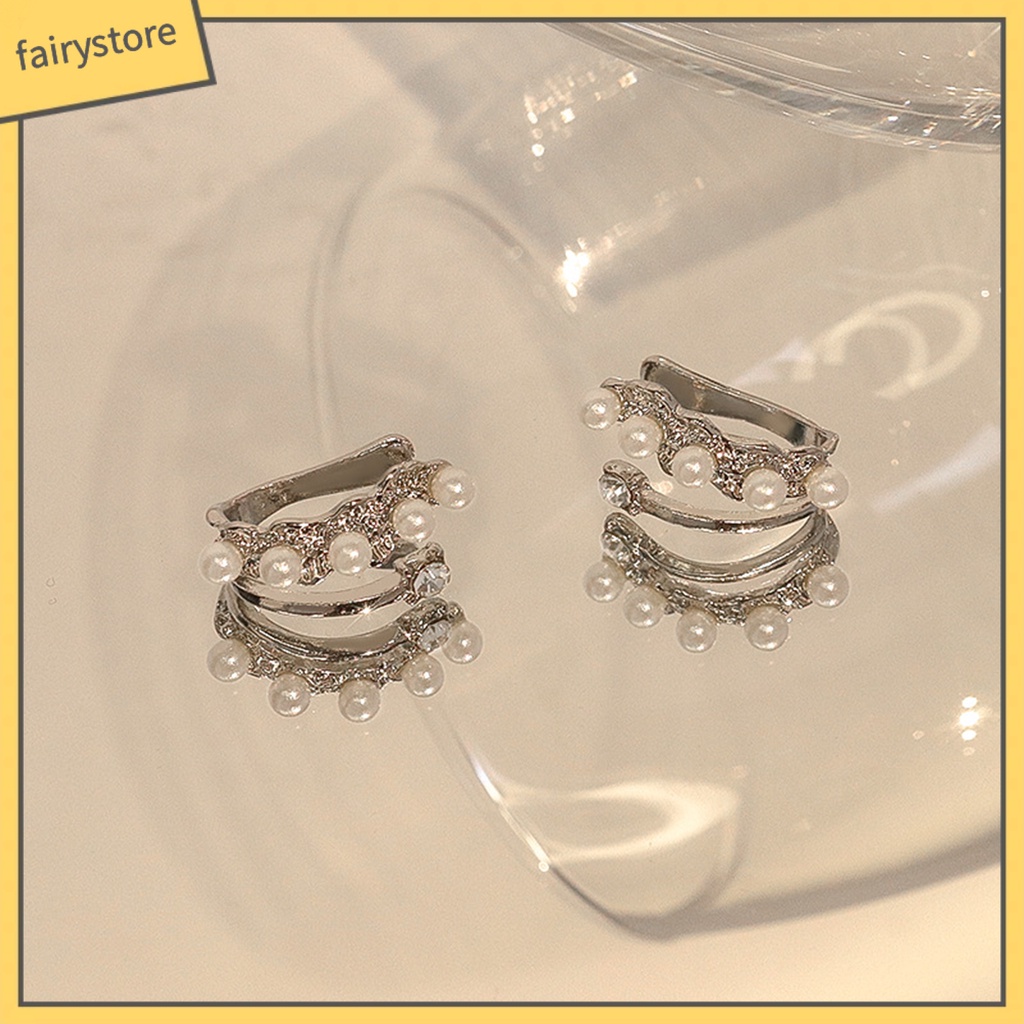 1 Đôi Bông Tai Dạng Kẹp Đính Ngọc Trai Giả Phong Cách Pháp Thời Trang Dự Tiệc