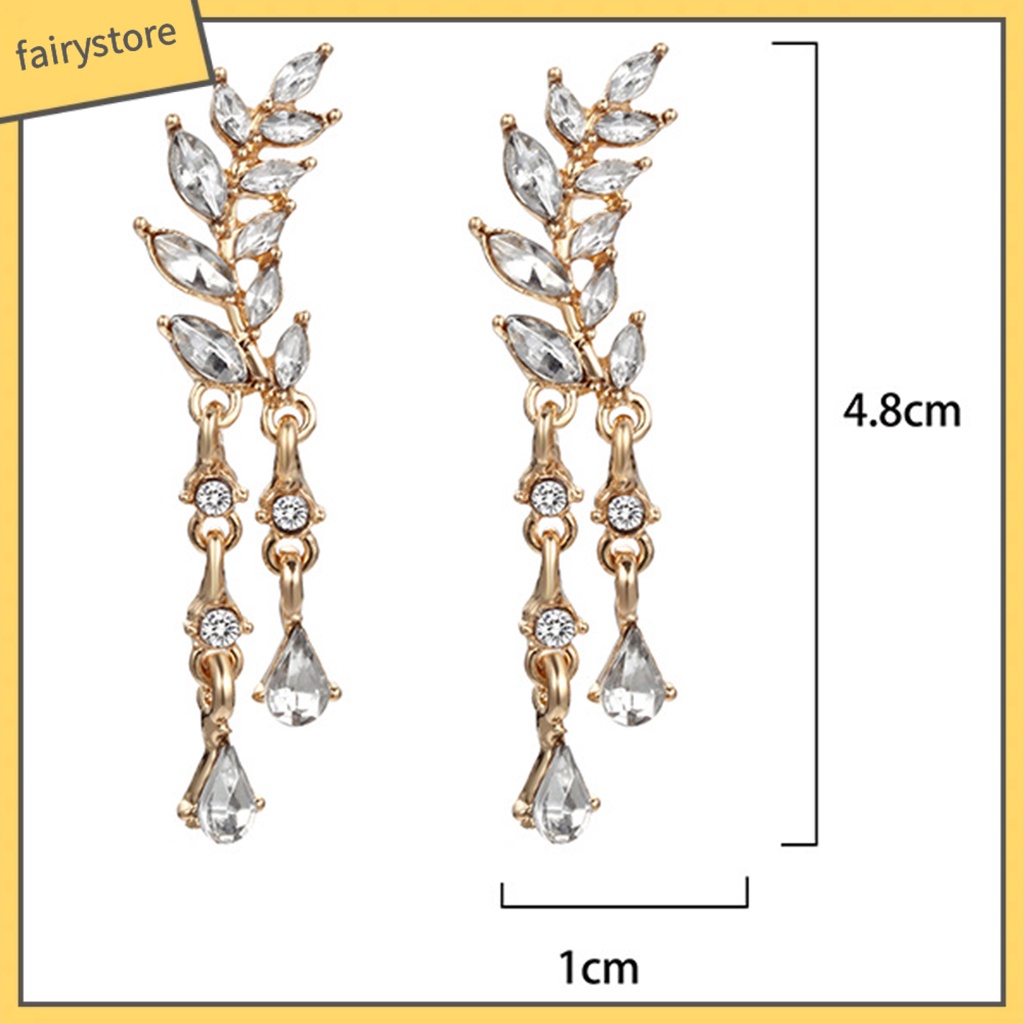 1 Đôi Bông Tai Hình Chiếc Lá Bằng Hợp Kim Lấp Lánh Dành Cho Nữ