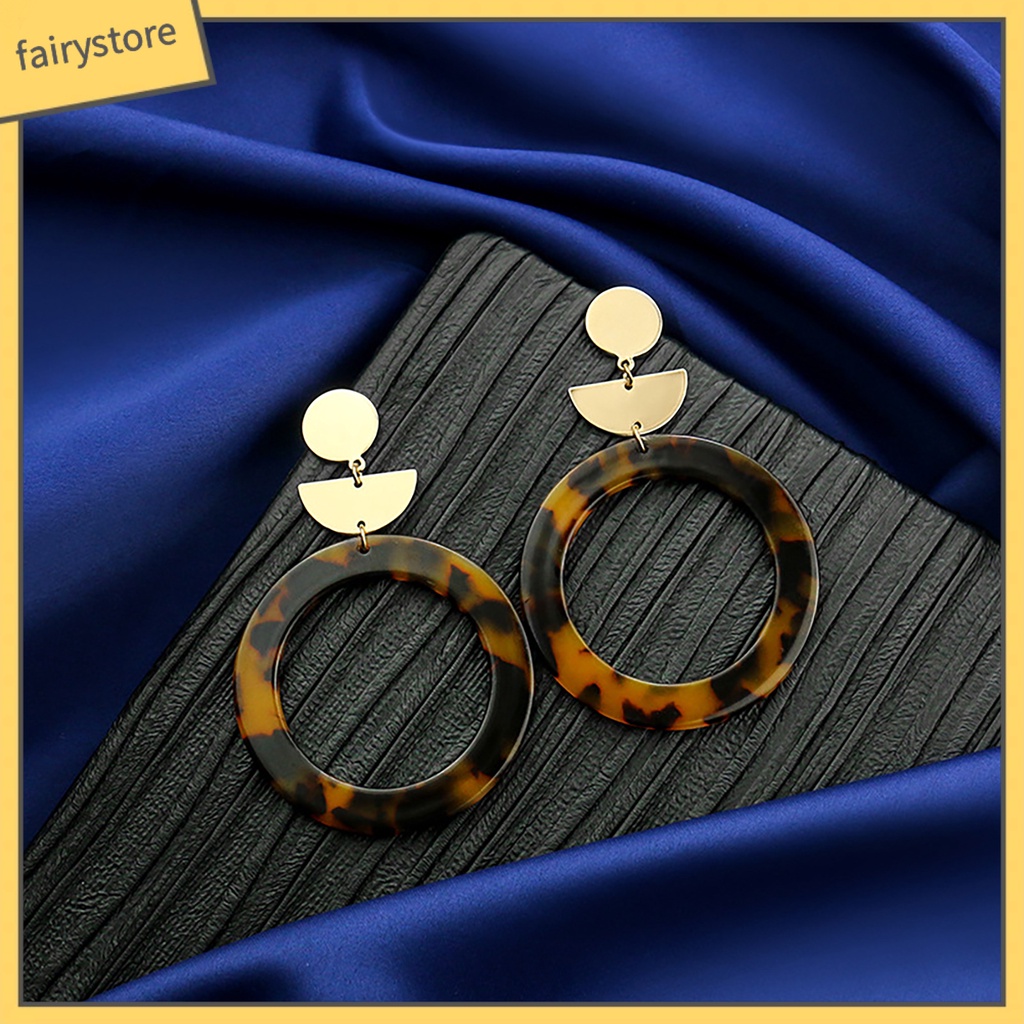 1 Đôi Bông Tai Acrylic Dáng Dài In Họa Tiết Da Báo Thanh Lịch Dành Cho Nữ