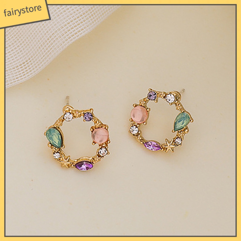 1 Đôi Bông Tai Hình Học Bằng Hợp Kim Đính Đá Tinh Xảo Cho Cuộc Sống Hàng Ngày