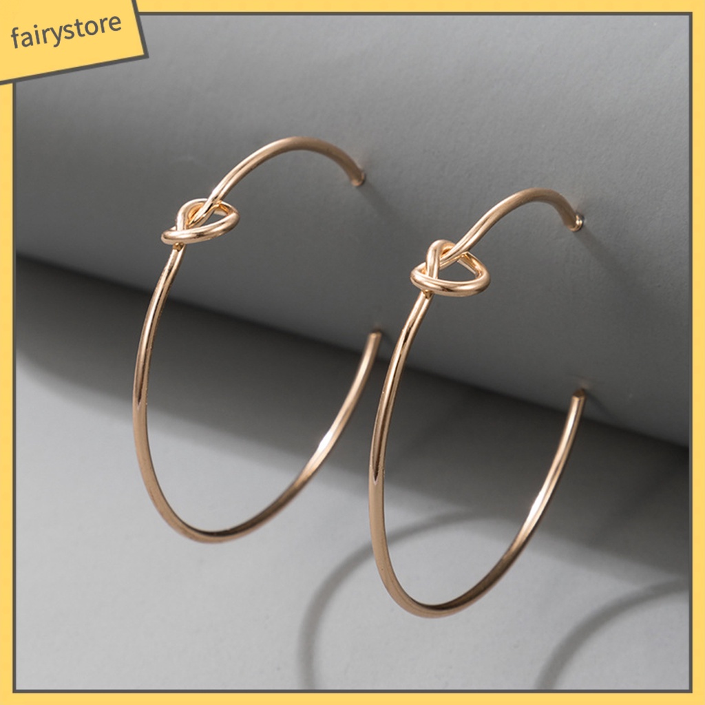 Bông Tai Hình Tròn Cỡ Lớn Bằng Kim Loại Đơn Giản Tiện Dụng Mặc Hàng Ngày