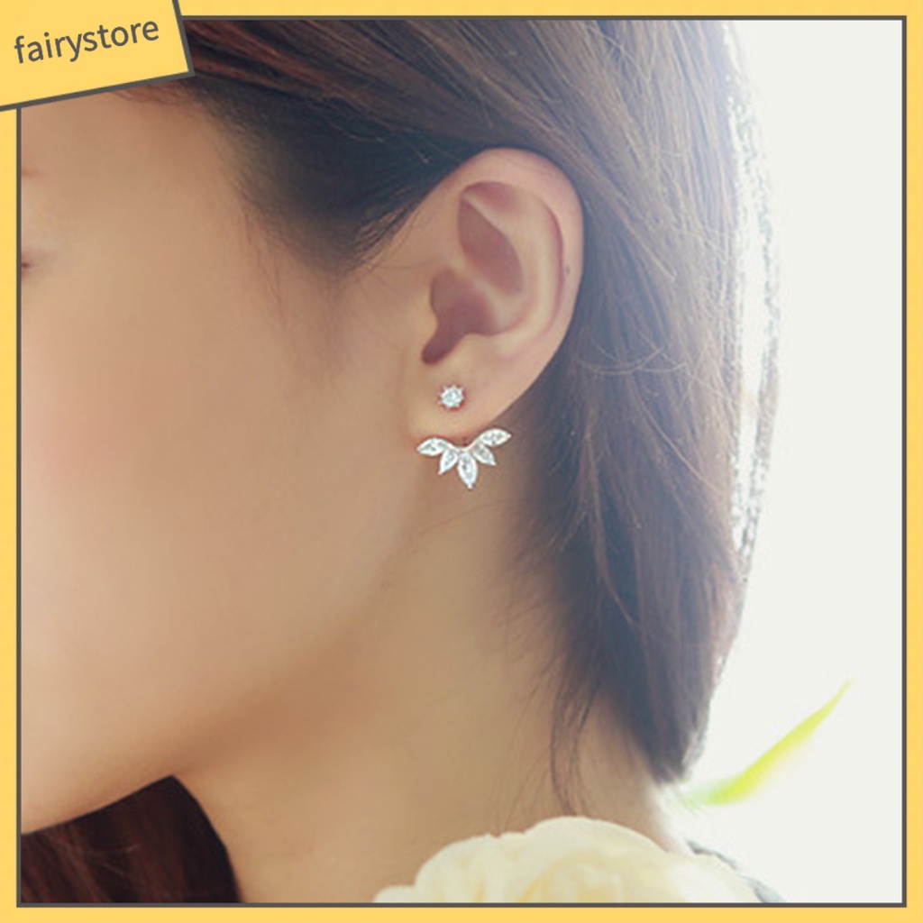 1 Cặp Bông Tai Hợp Kim Hình Hoa Đính Đá Xinh Xắn