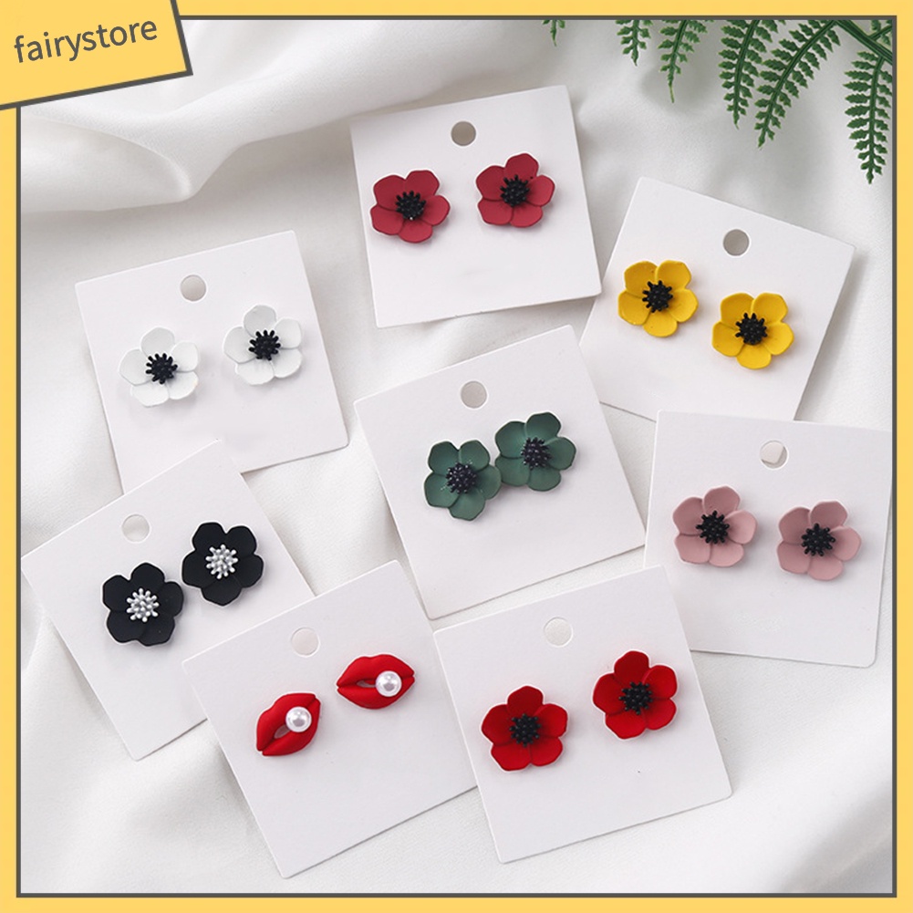 Khuyên Tai Hình Bông Hoa Đính Ngọc Trai Nhân Tạo Thời Trang Dành Cho Nữ