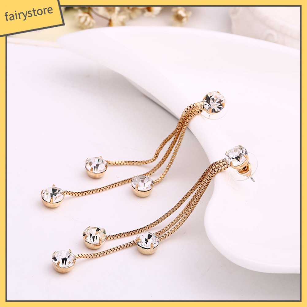 Bông Tai Dáng Dài Đính Đá Lấp Lánh Thời Trang