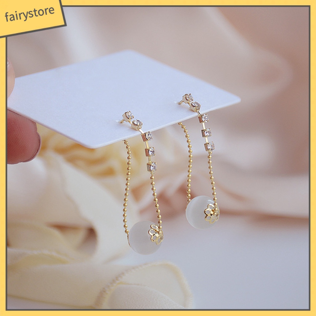 1 Đôi Khuyên Tai Kim Loại Đính Đá Opal Nhân Tạo Thời Trang