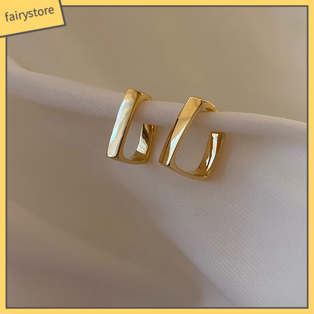 [FRO] 1 Đôi Bông Tai Dạng Vòng Hình Học Không Gây Dị Ứng Cá Tính Tuyệt Vời Không Gây Đau Cho Nữ Dating