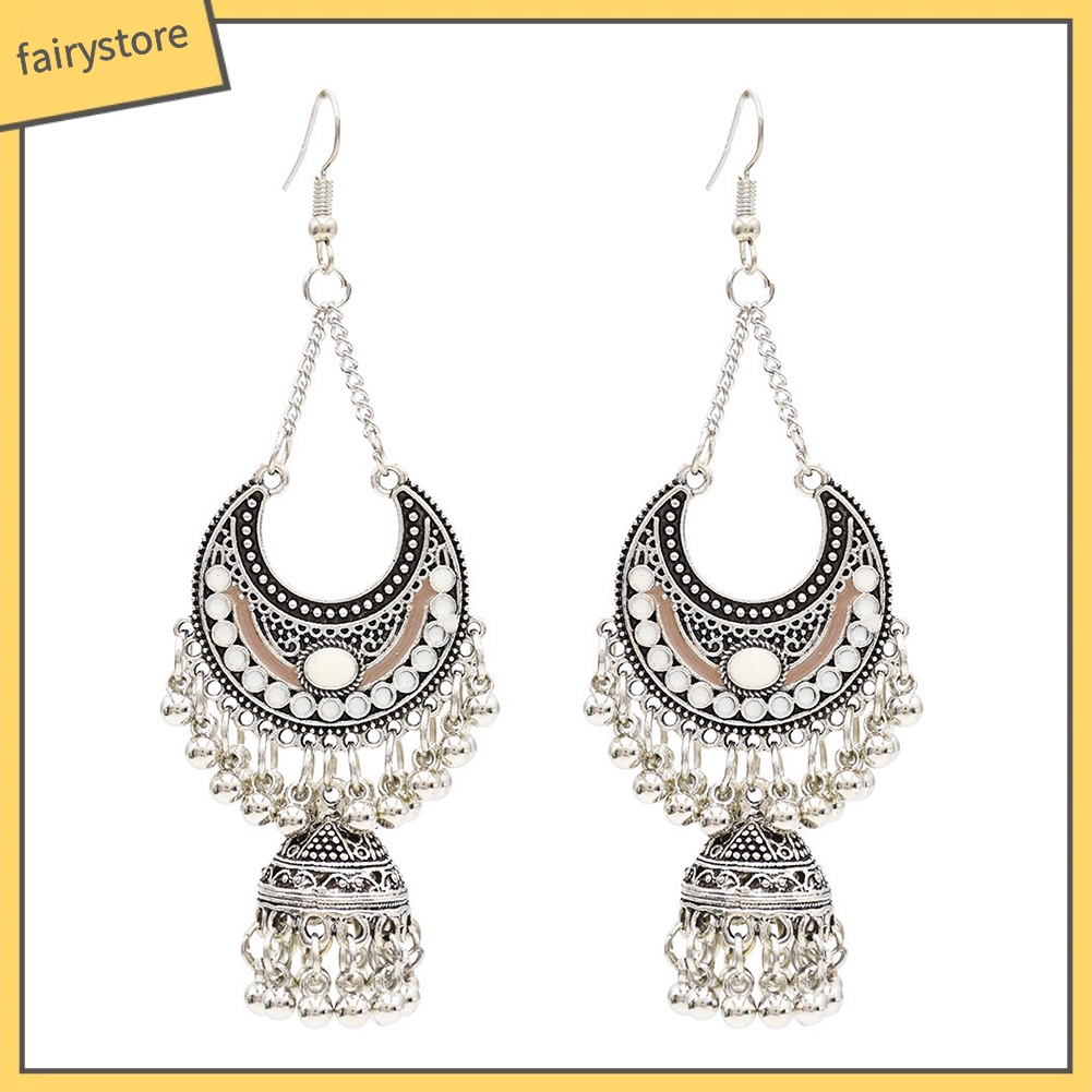 Bông Tai Tua Rua Hình Chuông Phong Cách Bohemian Cổ Điển Dành Cho Nữ