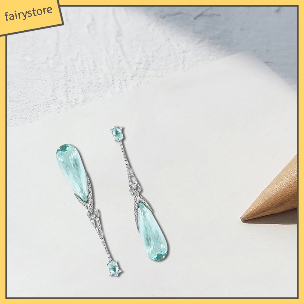 Bông Tai Hình Giọt Nước Đính Đá Topaz Giả Thời Trang Dành Cho Nữ